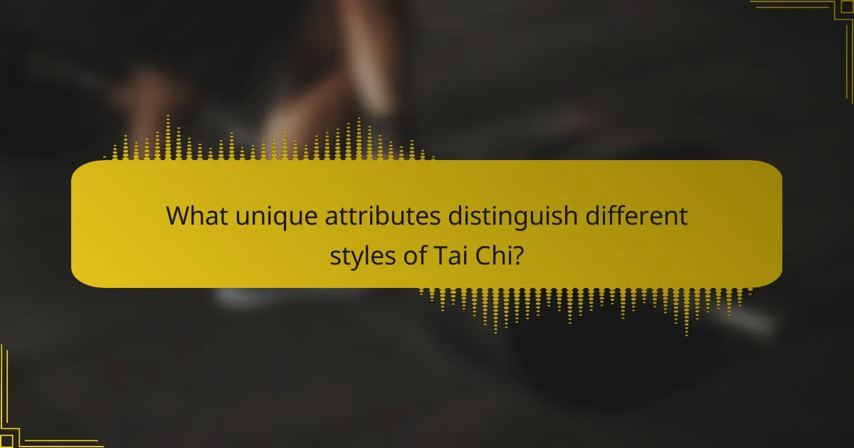 What unique attributes distinguish different styles of Tai Chi?