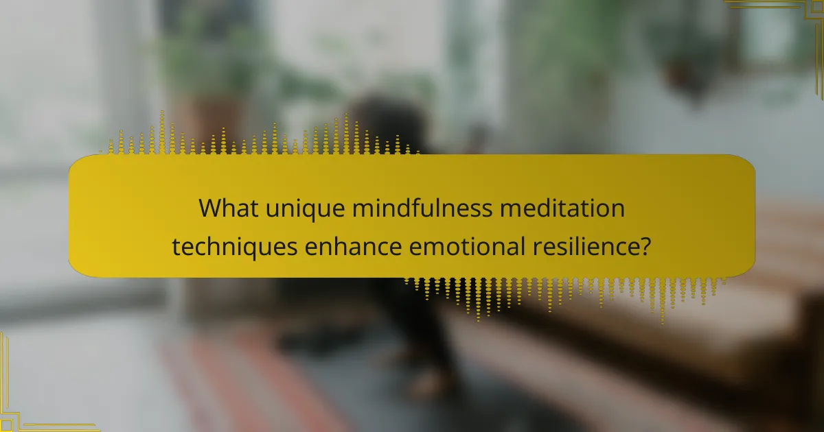What unique mindfulness meditation techniques enhance emotional resilience?
